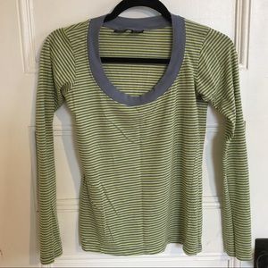 Lime green & grey striped top